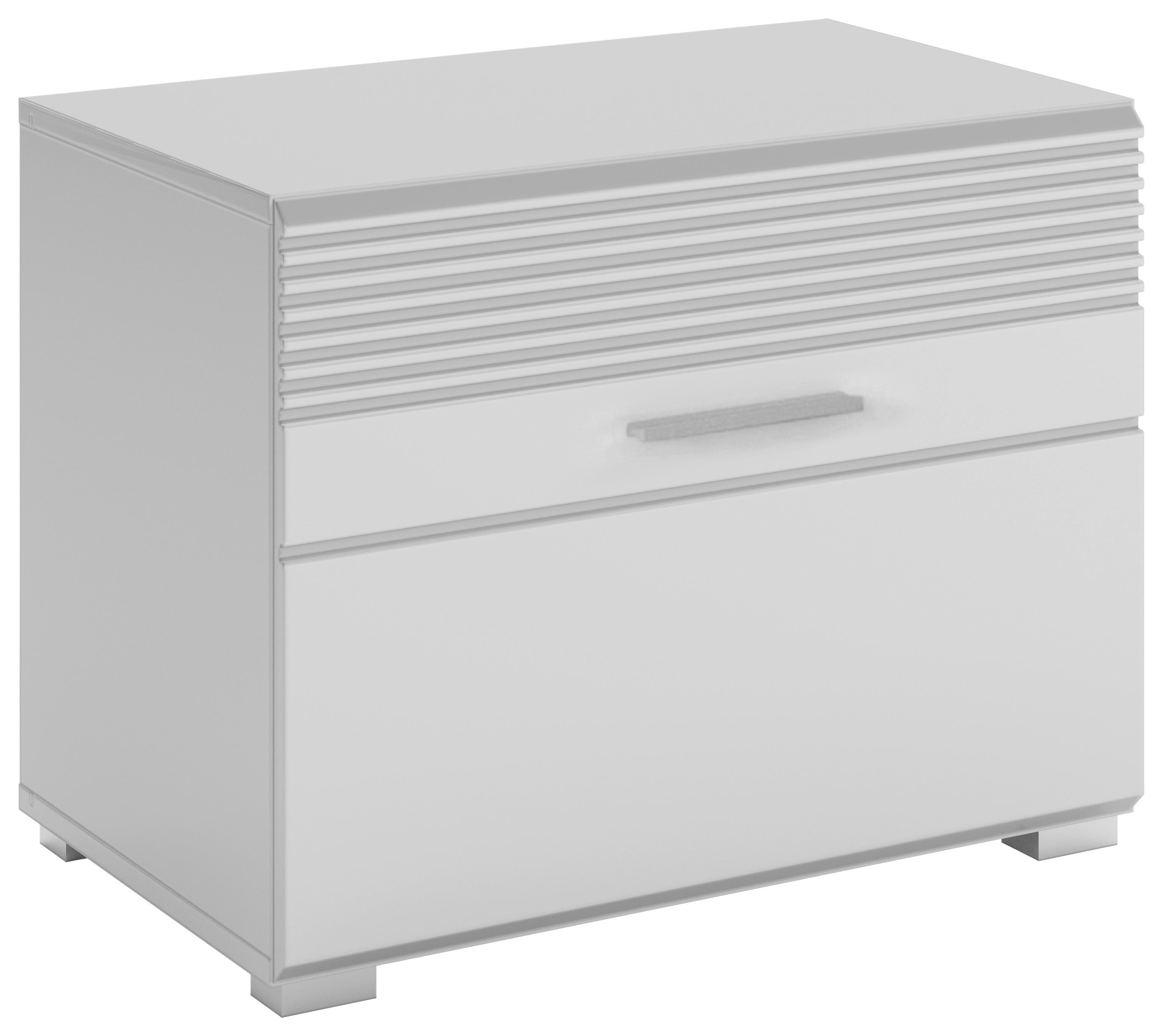 Klupa Linus - bijela/srebrne boje, Design, drvni materijal/plastika (60/47/37cm) - Modern Living