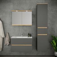 Badezimmer Cosila - Honigeiche/Weiss, Trend, Keramik/Holzwerkstoff (121cm) - MID.YOU