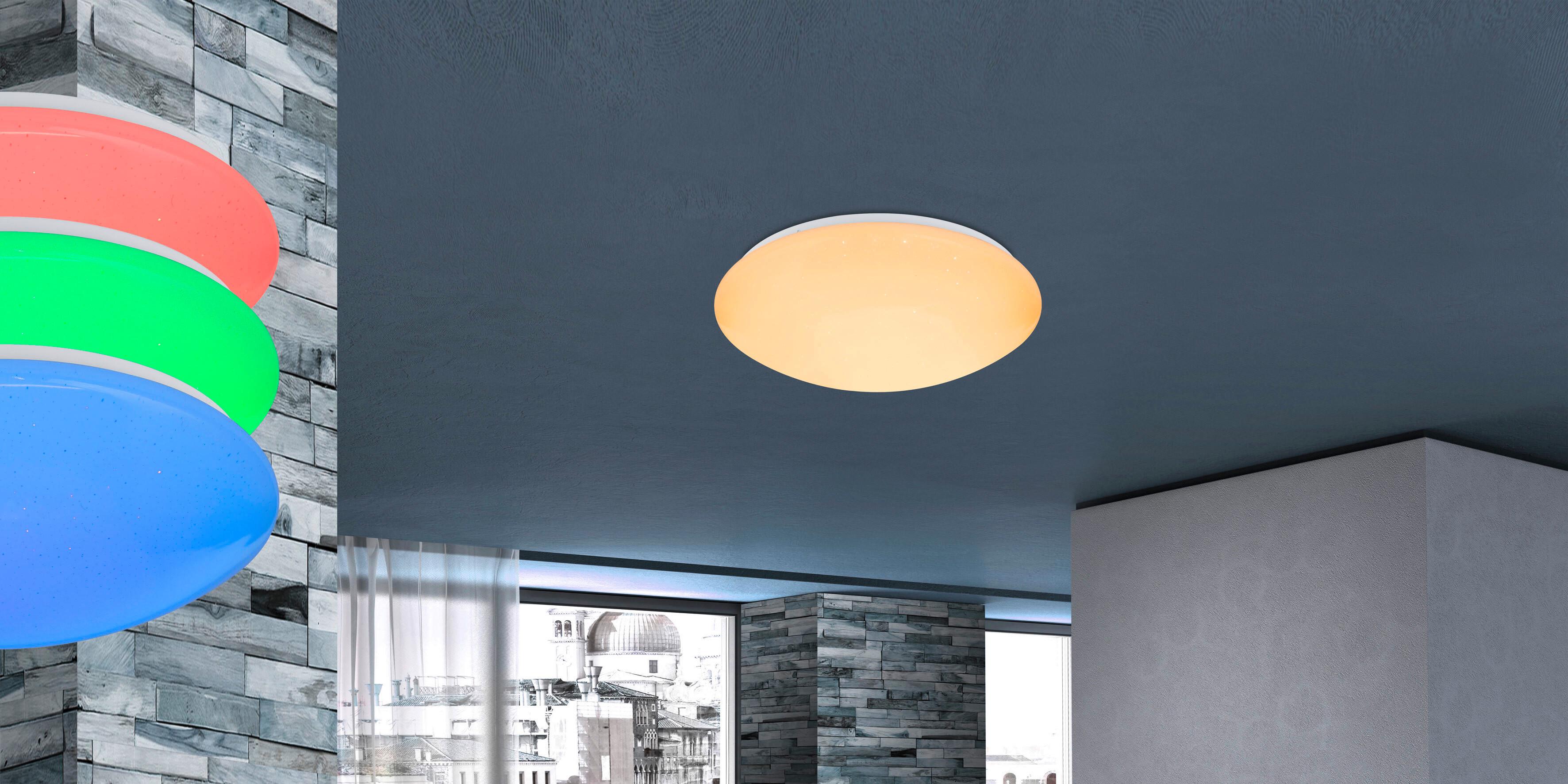Stropna Led-svetilka Hally, S Sijalko - bela/opal, Basics, kovina/umetna masa (39/11cm) - Globo