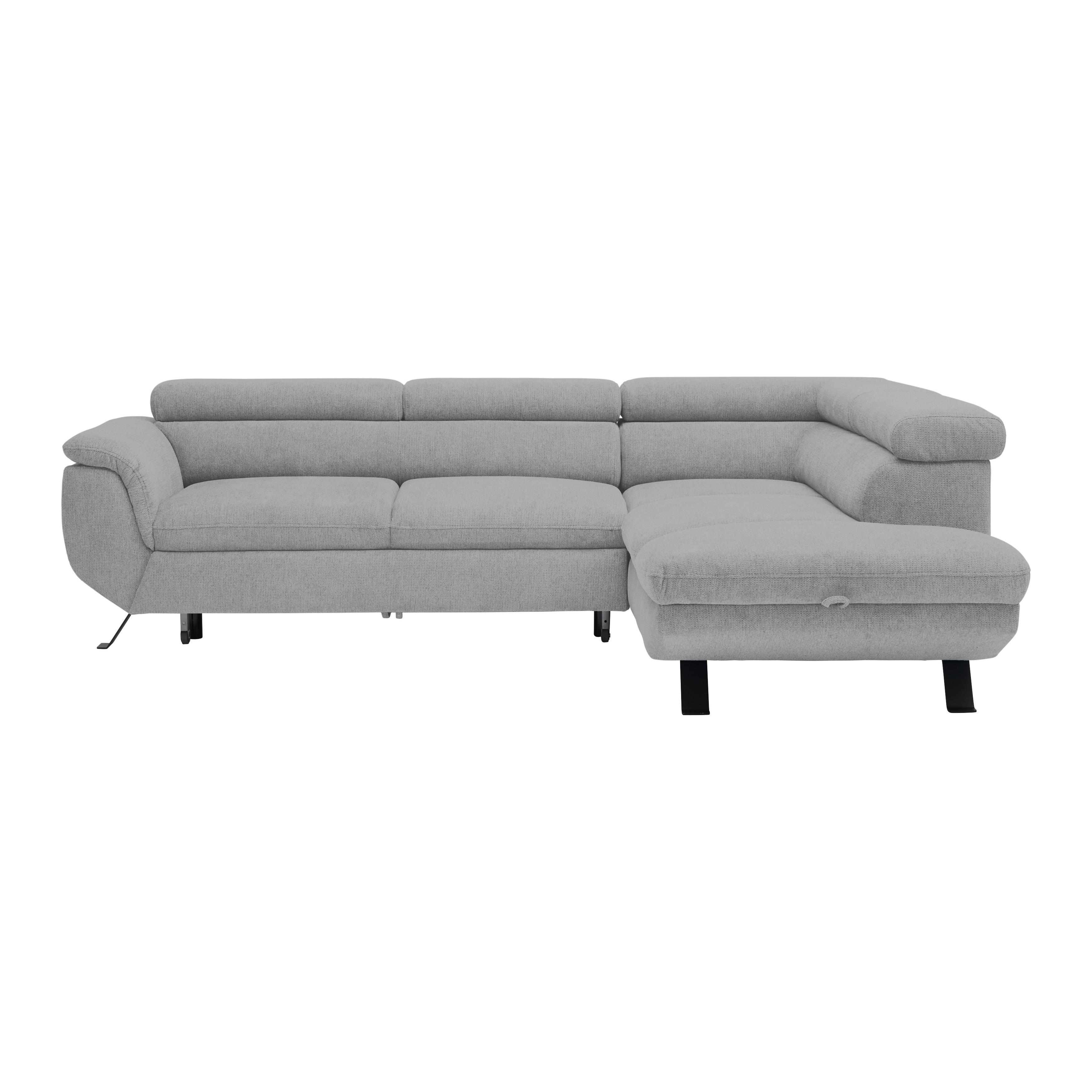 Ecksofa Raven Hellgrau - Hellgrau/Schwarz, MODERN, Textil/Metall (257cm) - Mömax
