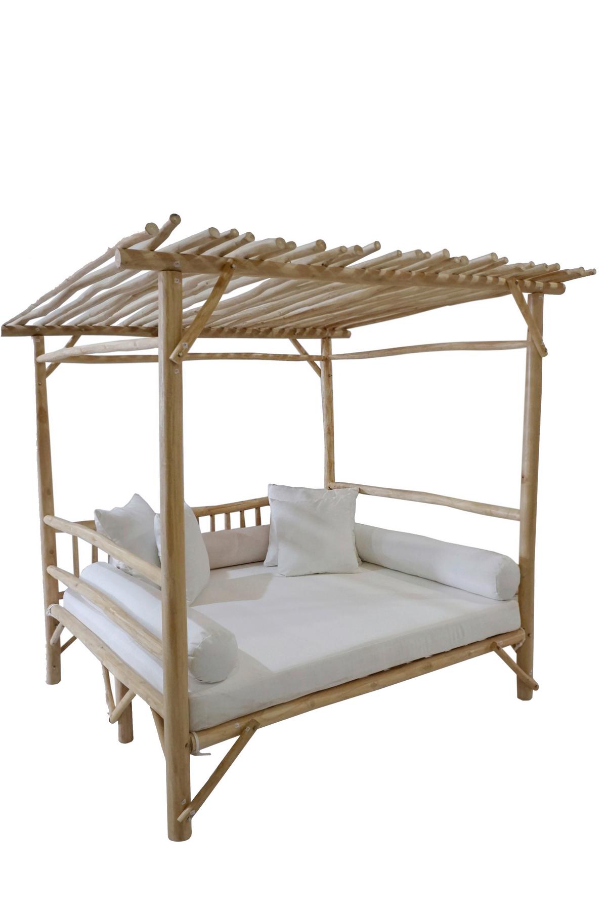 Loungebett Naturfarben - Weiß/Naturfarben, Natur, Holz/Textil (200/200/180cm) - Gardenson