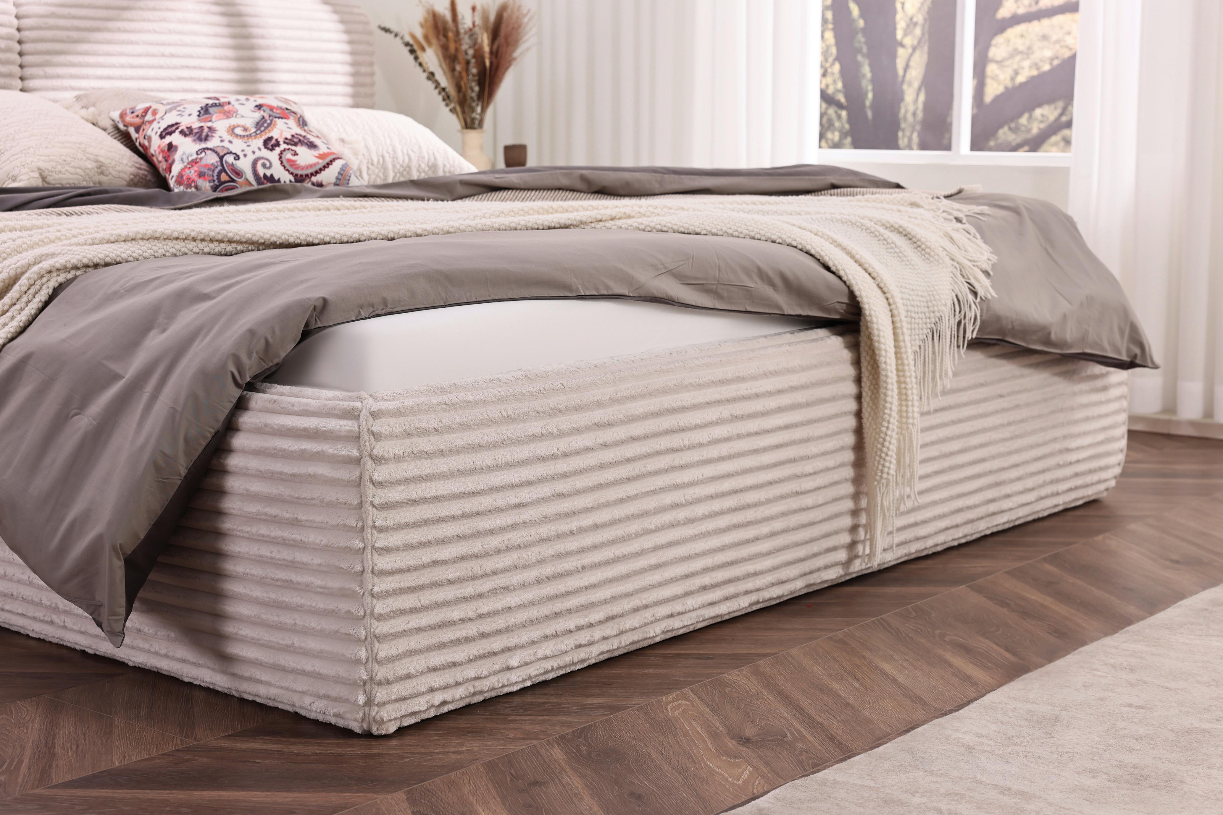 STOPPAD SÄNG TESSIN - cremefärgad, Klassisk, textil (160/200cm) - Premium Living