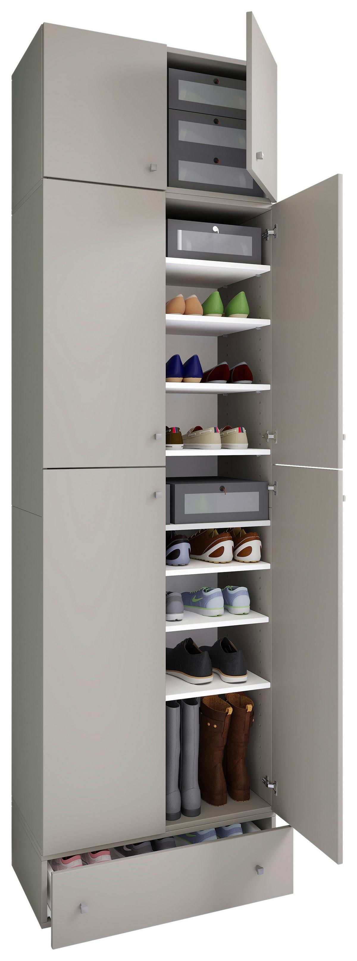 Schuhschrank Lona XXL ca. 70x240 cm Grau - Schwarz/Grau, MODERN, Holzwerkstoff/Kunststoff (70/240/39cm) - MID.YOU