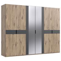 Drehtürenschrank Bergamo Graphit-/Eichefarben - Eichefarben/Graphitfarben, KONVENTIONELL, Glas/Holzwerkstoff (270/208/58cm) - Based