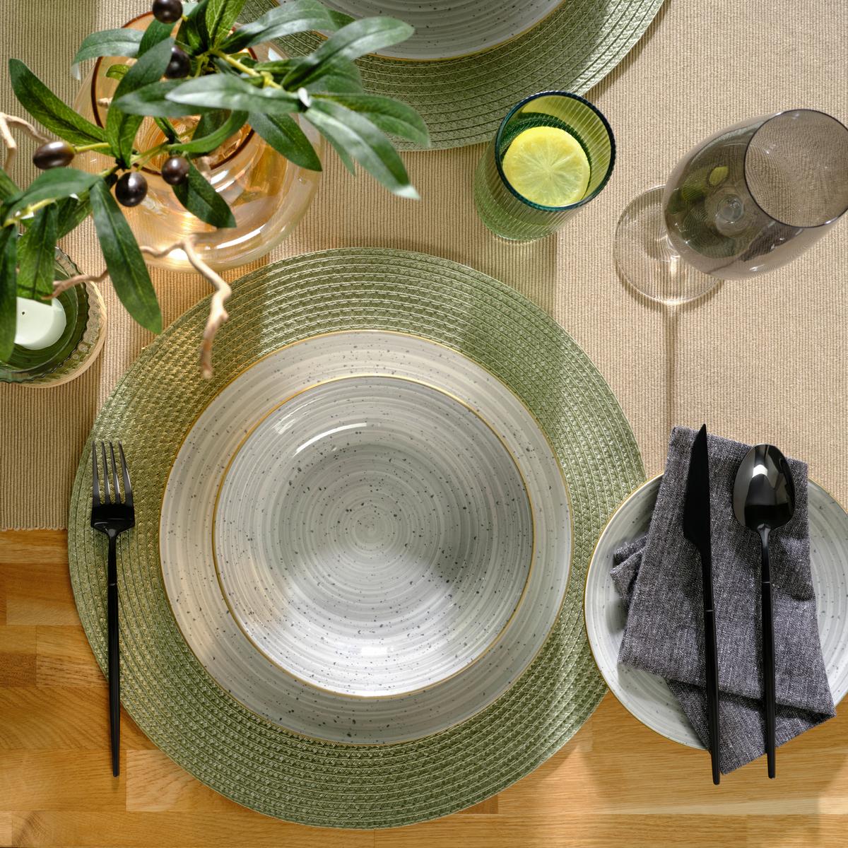 Tischset Billy in Hellgrün ca. Ø 38cm - Hellgrün, Textil - Modern Living