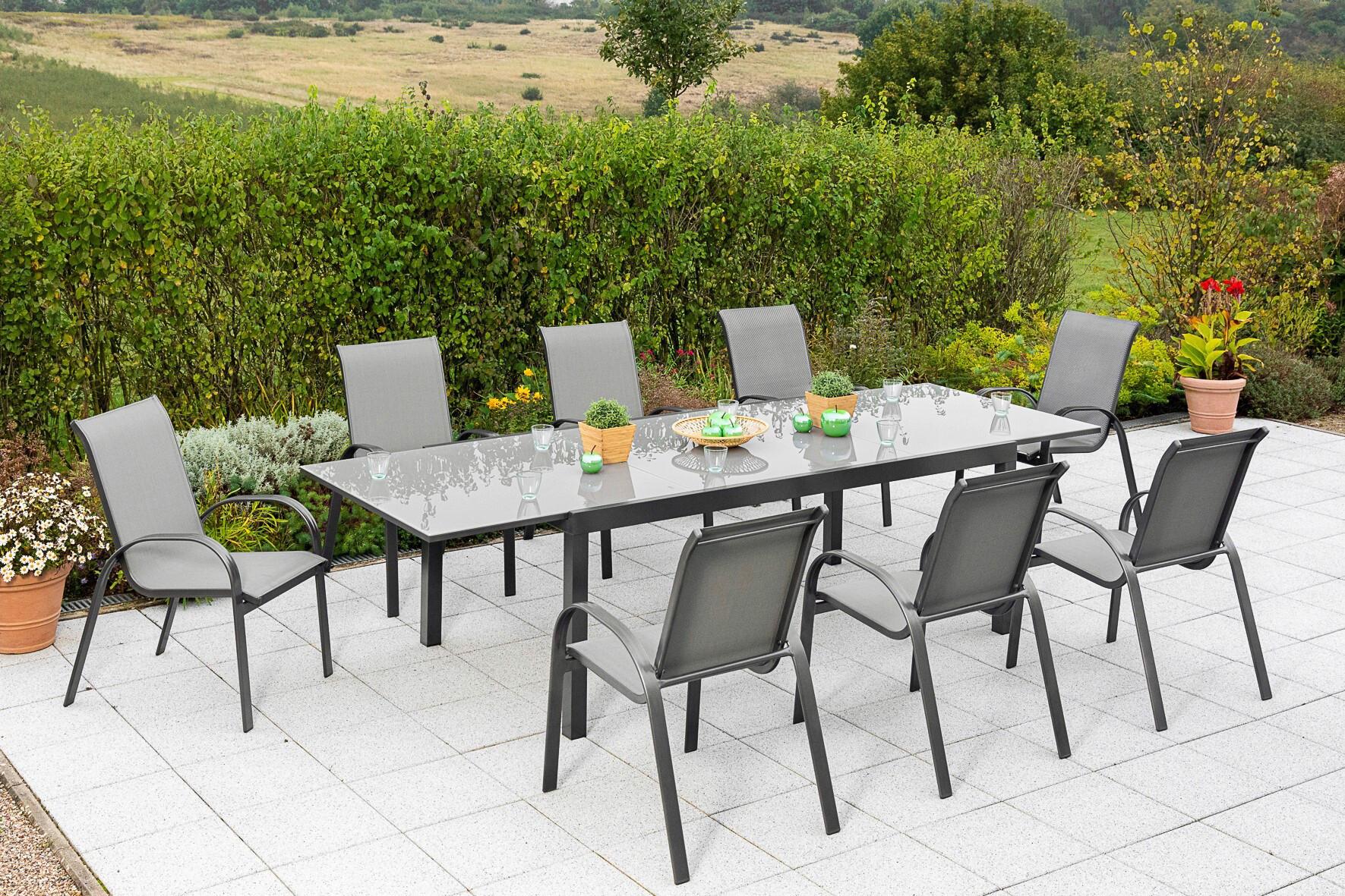 Vrtni Set Amalfi, 9-Delni - srebrne barve/siva, Moderno, kovina/tekstil - Gardenson