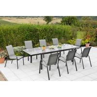 Vrtni Set Amalfi, 9-Delni - srebrne barve/siva, Moderno, kovina/tekstil - Gardenson