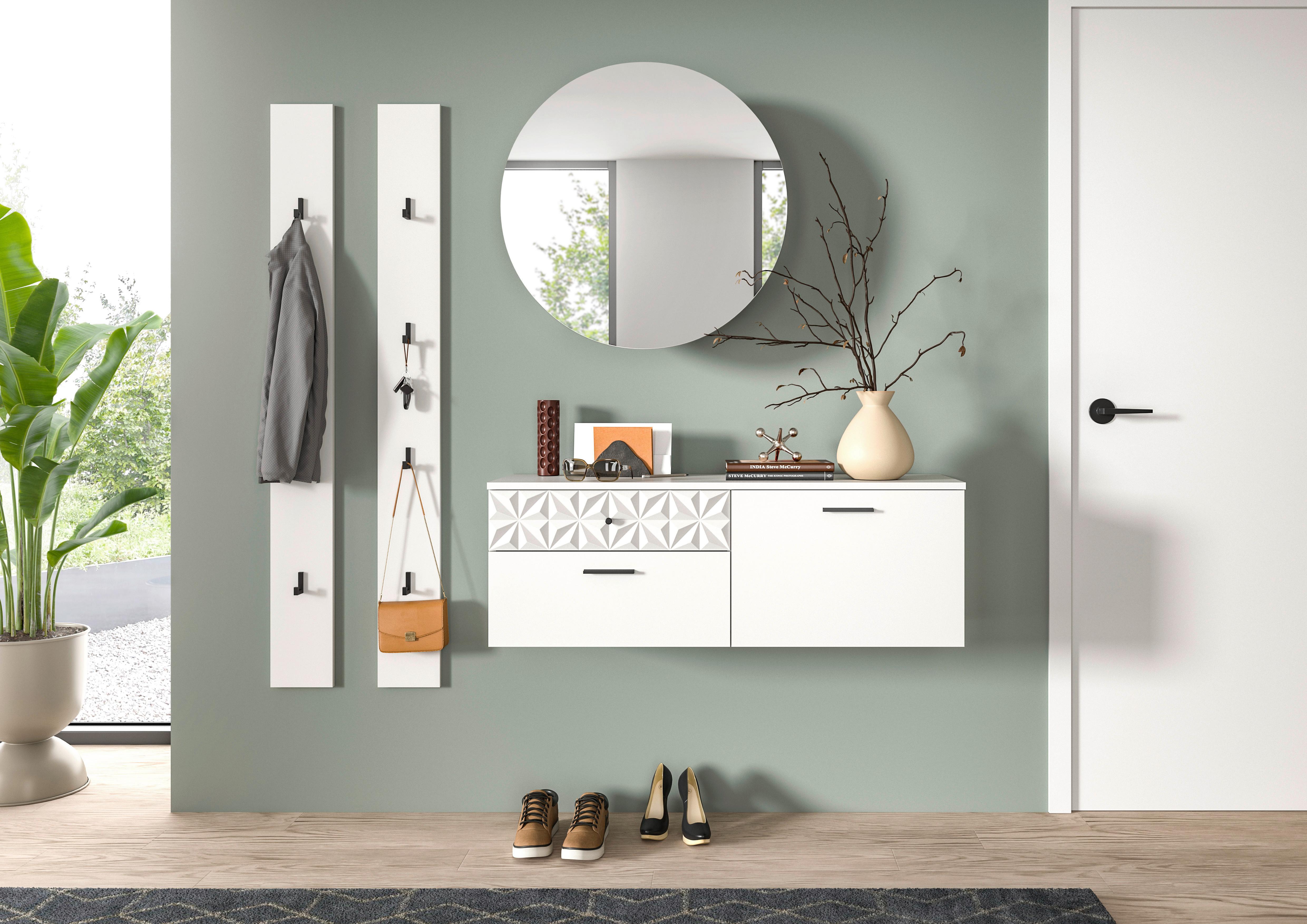 Predsoba Prisma, Bela, 4-Delna - Design, steklo/leseni material (172/192/34cm) - MID.YOU
