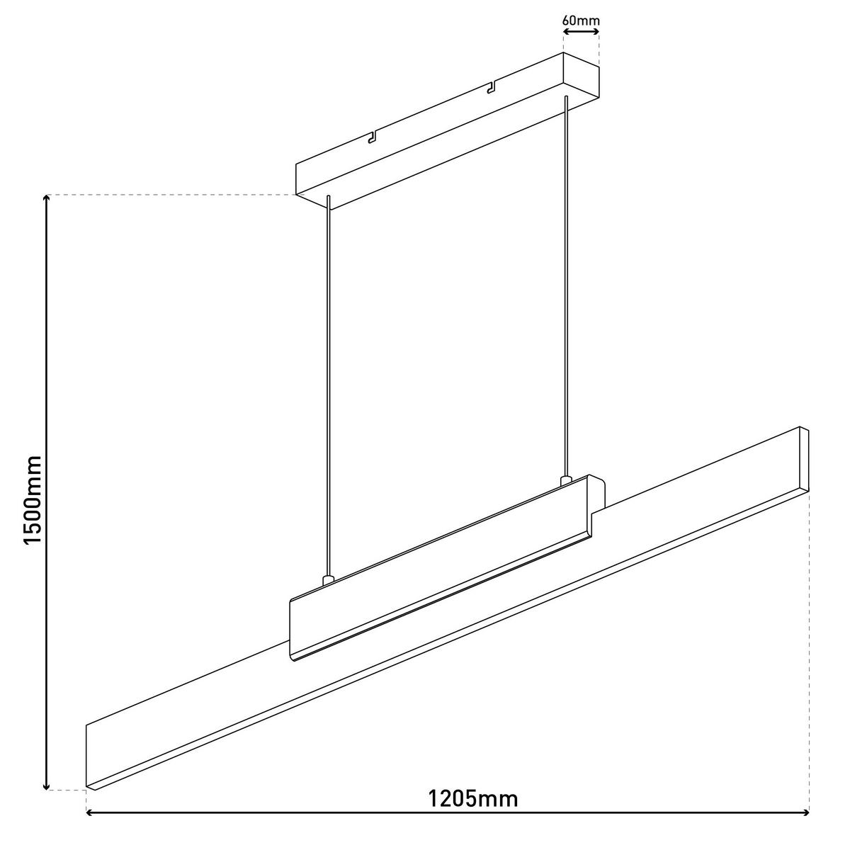 LED-Pendelleuchte Wiebke Schwarz/Eiche max. 34 Watt - Eichefarben/Schwarz, Natur, Holz/Metall (120.5/6/150cm) - Näve