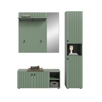 Predsoba Station, Sivozelena, 3-Delna - sivozelena, Design, leseni material (161/192/37cm) - MID.YOU