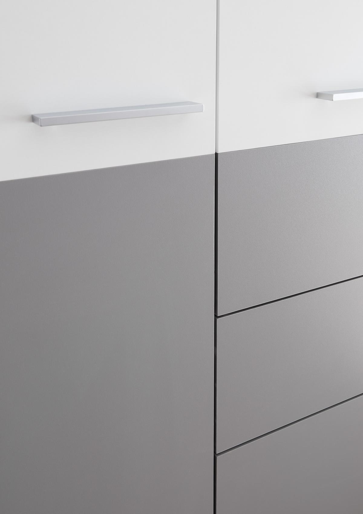 Kombischrank in Grau/Weiß - Weiss/Silberfarben, Konventionell, Holzwerkstoff/Metall (163/196,4/57,6cm) - Mömax