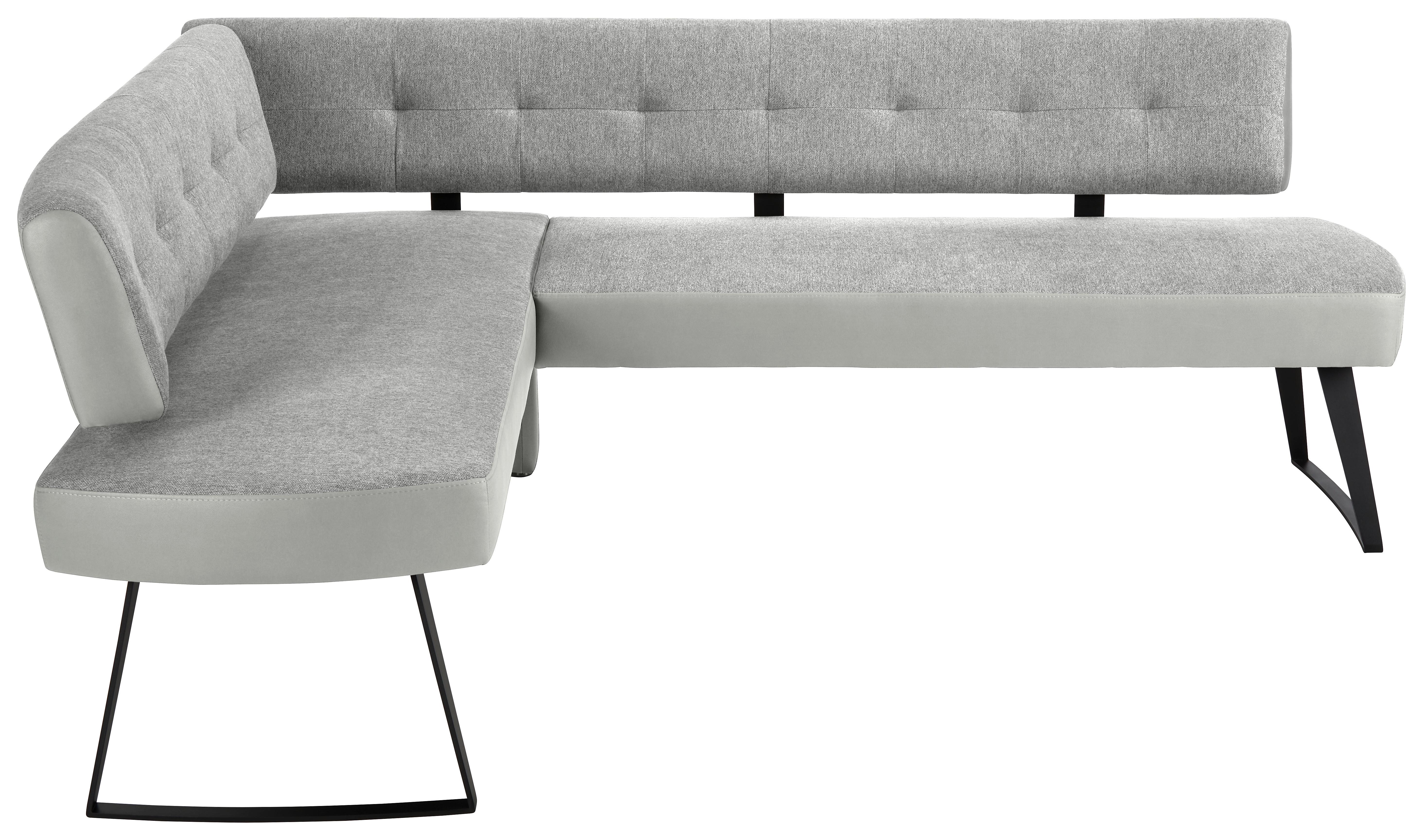 Eckbank Storm Rechts in Hellgrau ca. 170x220cm - Hellgrau/Schwarz, Modern, Textil/Metall (170/220cm) - Premium Living
