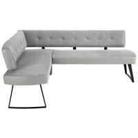 Eckbank Storm Rechts in Hellgrau ca. 170x220cm - Hellgrau/Schwarz, Modern, Textil/Metall (170/220cm) - Premium Living
