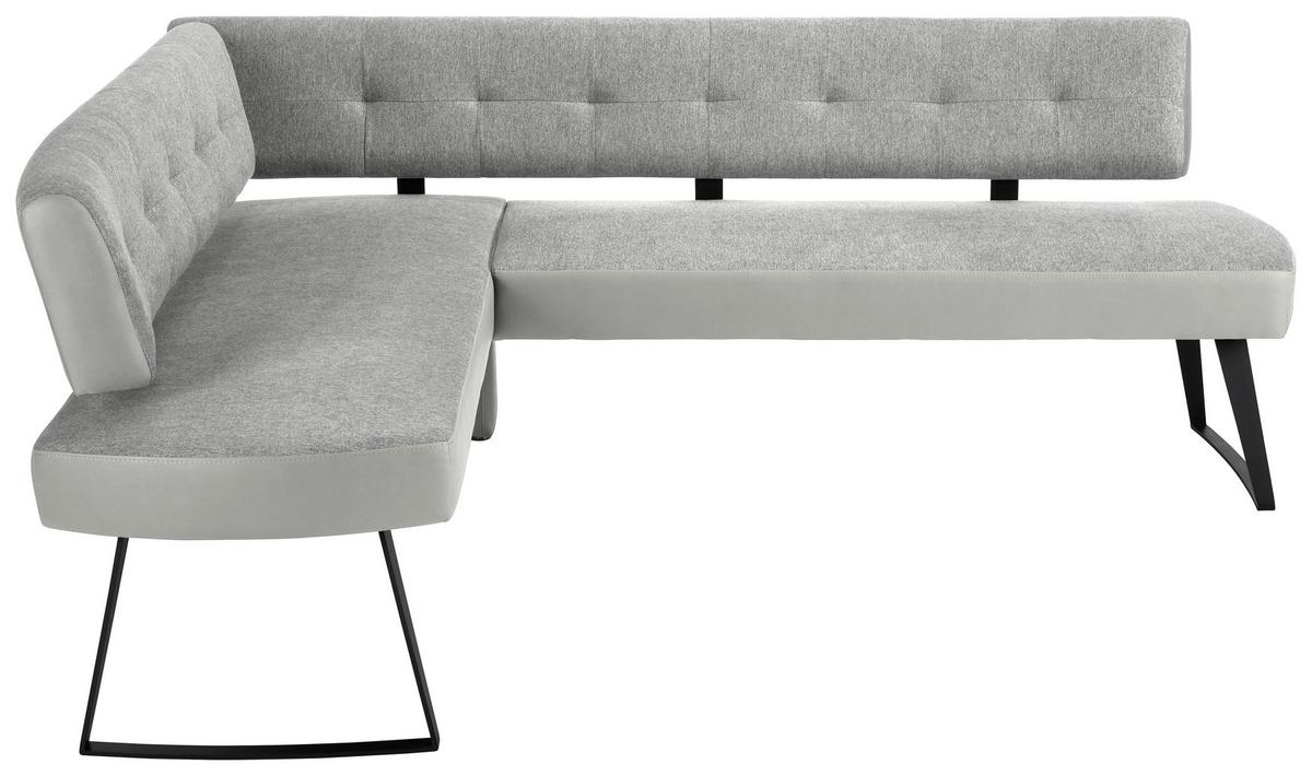 Eckbank Storm Rechts in Hellgrau ca. 170x220cm - Hellgrau/Schwarz, Modern, Textil/Metall (170/220cm) - Premium Living