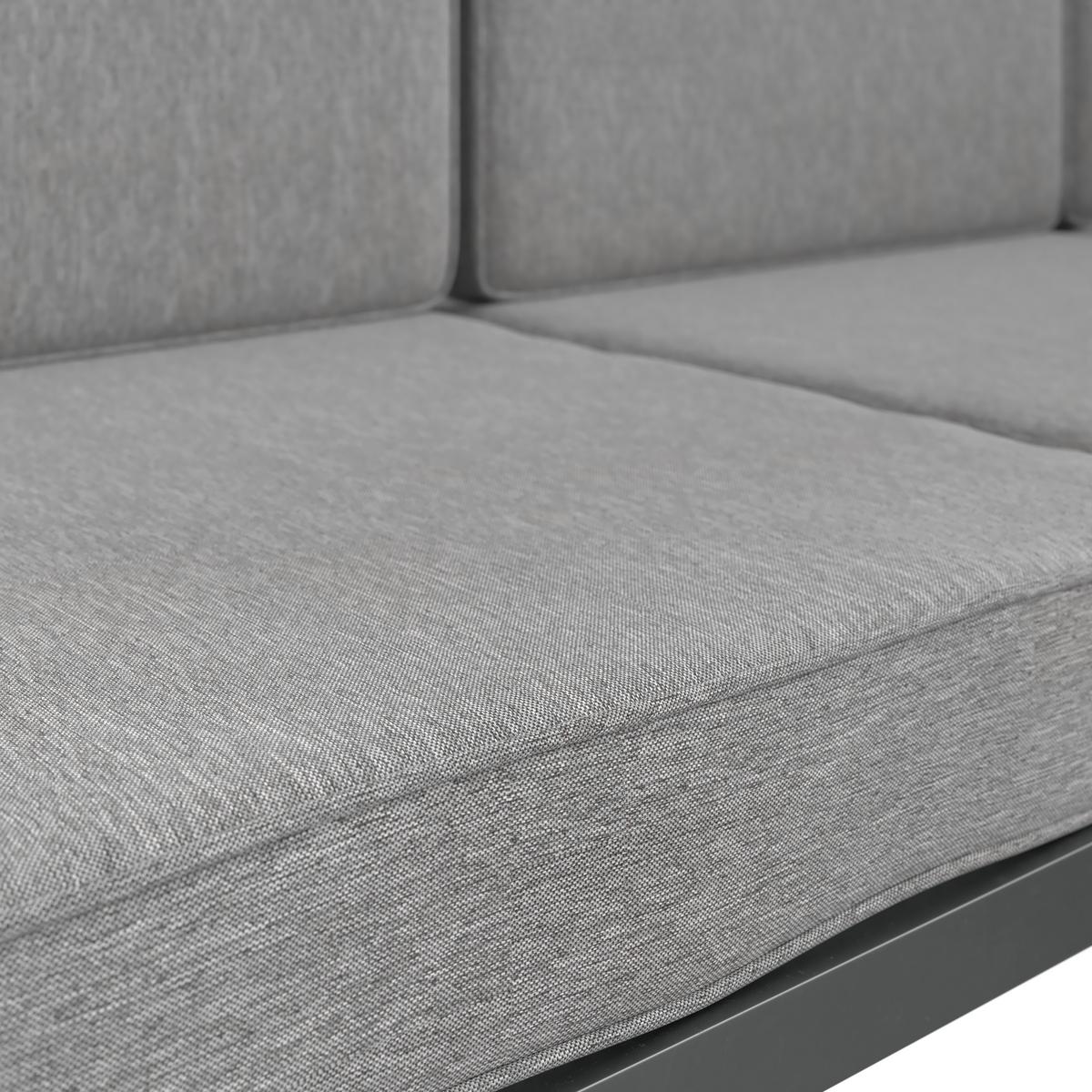 Lounge Garnitura Luzern, Siva, Akacija, 5-Delno - siva/naravne barve, Moderno, kovina/tekstil (190/190cm) - Beldano