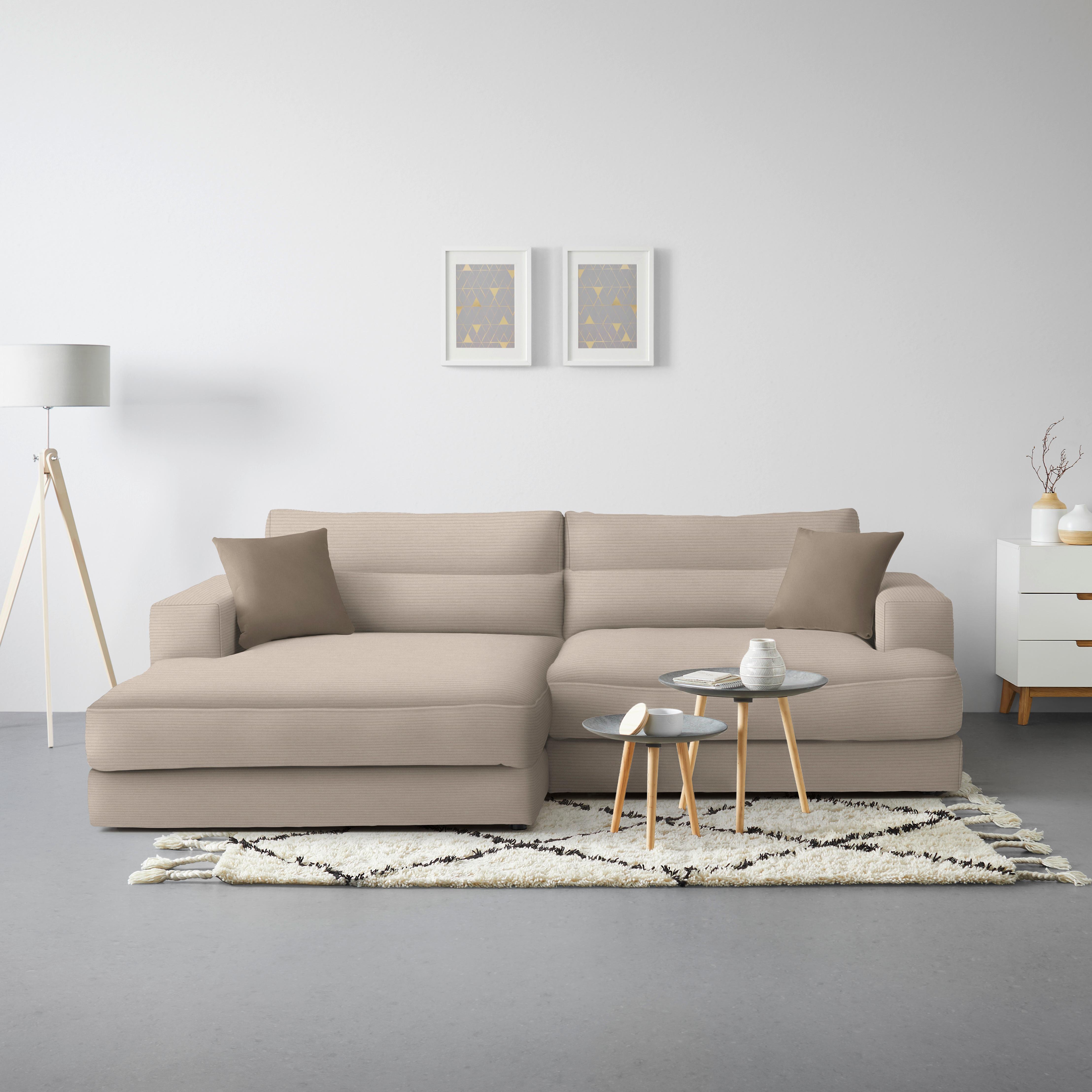 Ecksofa Fabiona links Cappuccino - Schwarz/Cappuccino, MODERN, Holz/Kunststoff (194/85/268cm) - Premium Living
