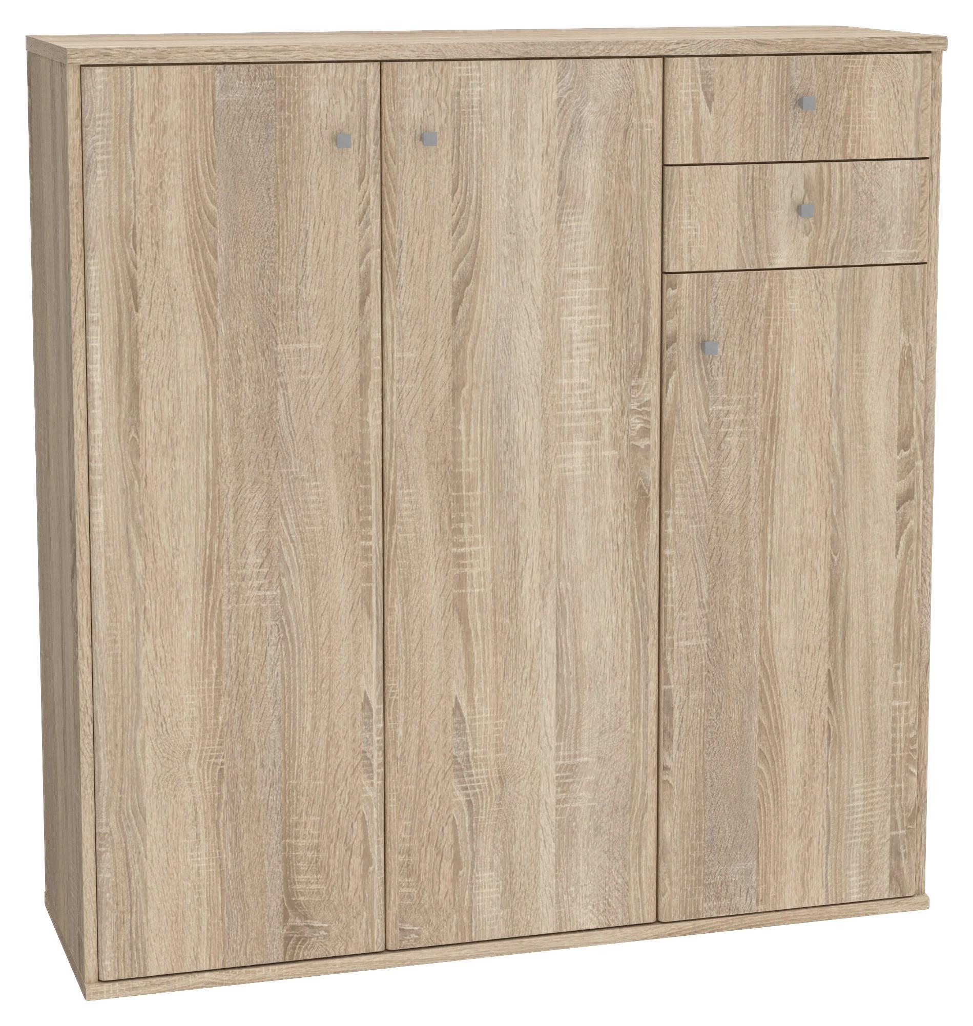 Komoda Tempra 2, Barva Hrasta - barve aluminija/hrast sonoma, Design, umetna masa/leseni material (108,8/111,1/34,8cm)
