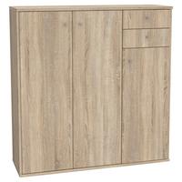 Komoda Tempra 2, Barva Hrasta - barve aluminija/hrast sonoma, Design, umetna masa/leseni material (108,8/111,1/34,8cm)