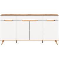 Komoda Stockholm, Barva Hrasta, Bela - barve hrasta/bela, Design, leseni material (185/95/40cm) - MID.YOU