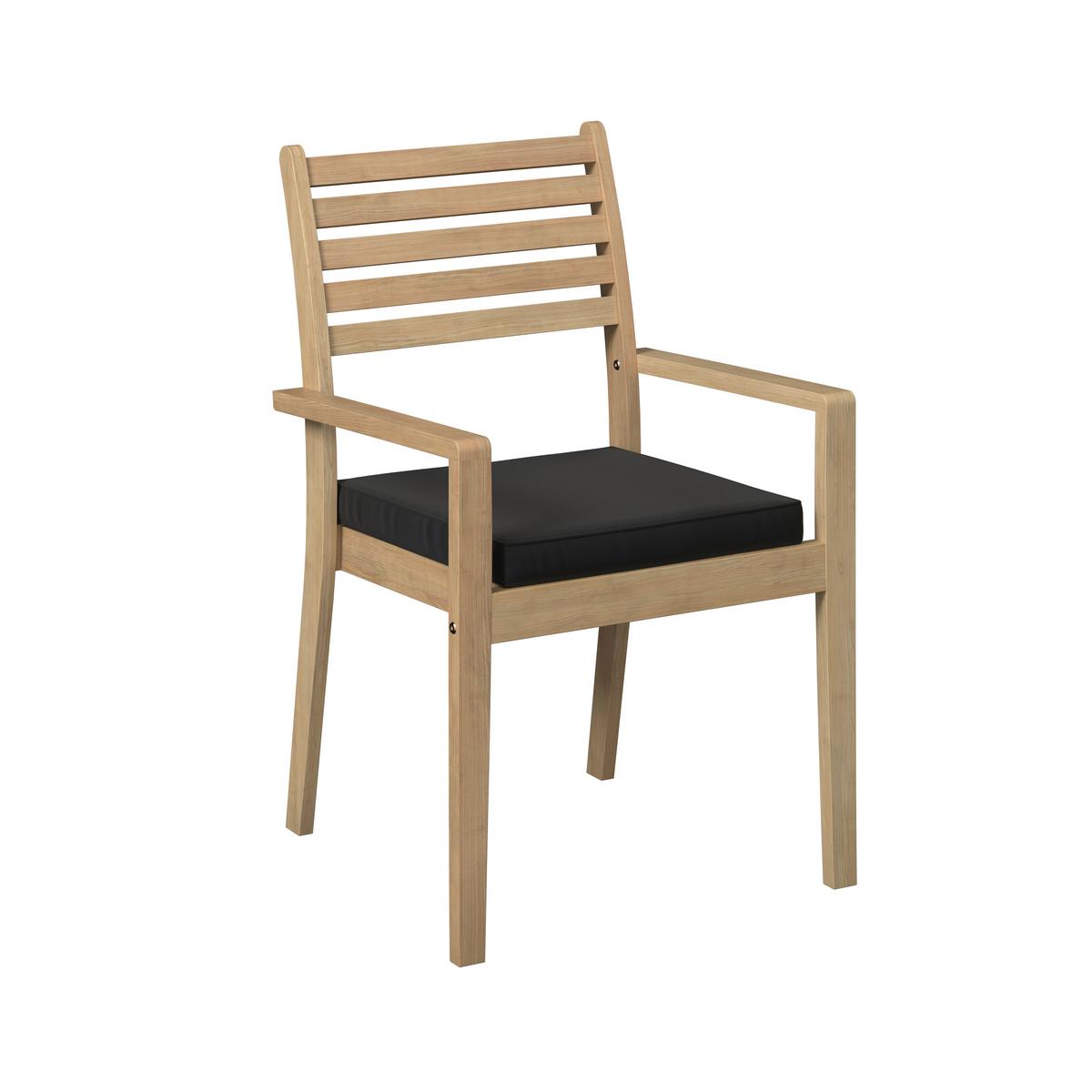 KOMPLET OGRODOWY ZE STOŁEM TABEA - antracytowy/kolor drewna tekowego, Modern, drewno/tkanina (90/65/75/82/90/62cm) - Ambia Garden