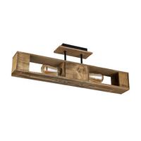 Deckenleuchte Emira in Naturfarben max. 15 Watt - Schwarz/Naturfarben, Lifestyle, Holz/Metall (66/8,5/21,5cm) - Premium Living