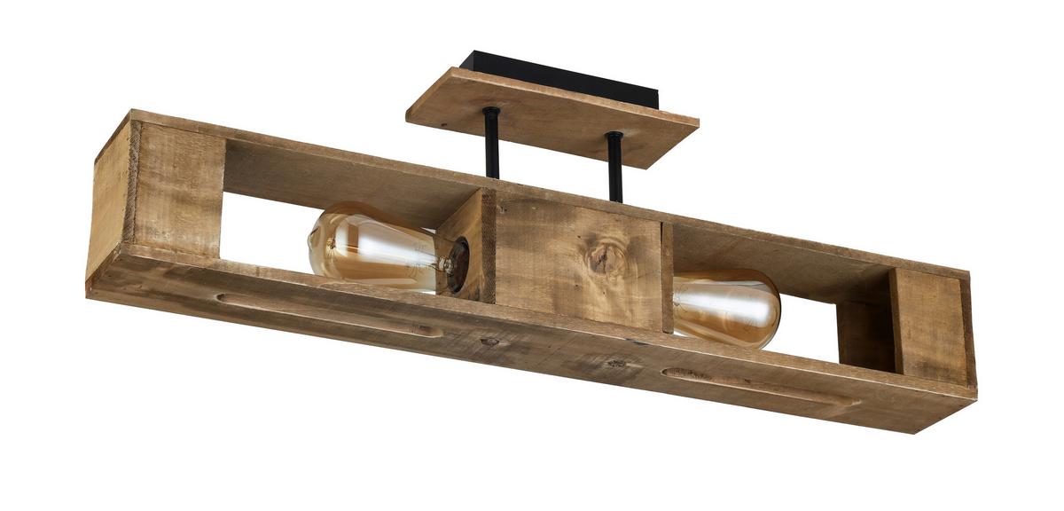 Deckenleuchte Emira in Naturfarben max. 15 Watt - Schwarz/Naturfarben, Lifestyle, Holz/Metall (66/8,5/21,5cm) - Premium Living