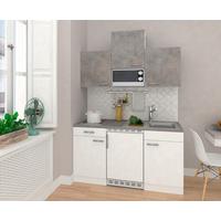 Miniküche mit Kühlschrank und Mikrowelle B: 150 cm Grau/Weiß - Alufarben/Weiß, KONVENTIONELL, Holzwerkstoff/Kunststoff (150cm) - Respekta