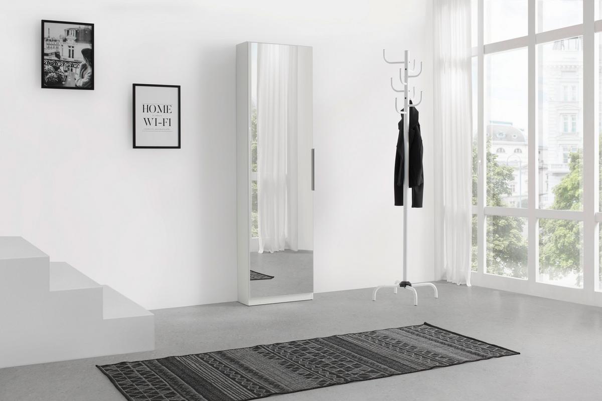 Schuhschrank Calma Weiss Schuhe bis Gr. 43 - Weiss/Alufarben, Konventionell, Holzwerkstoff/Kunststoff (50/179,7/20cm) - Mömax