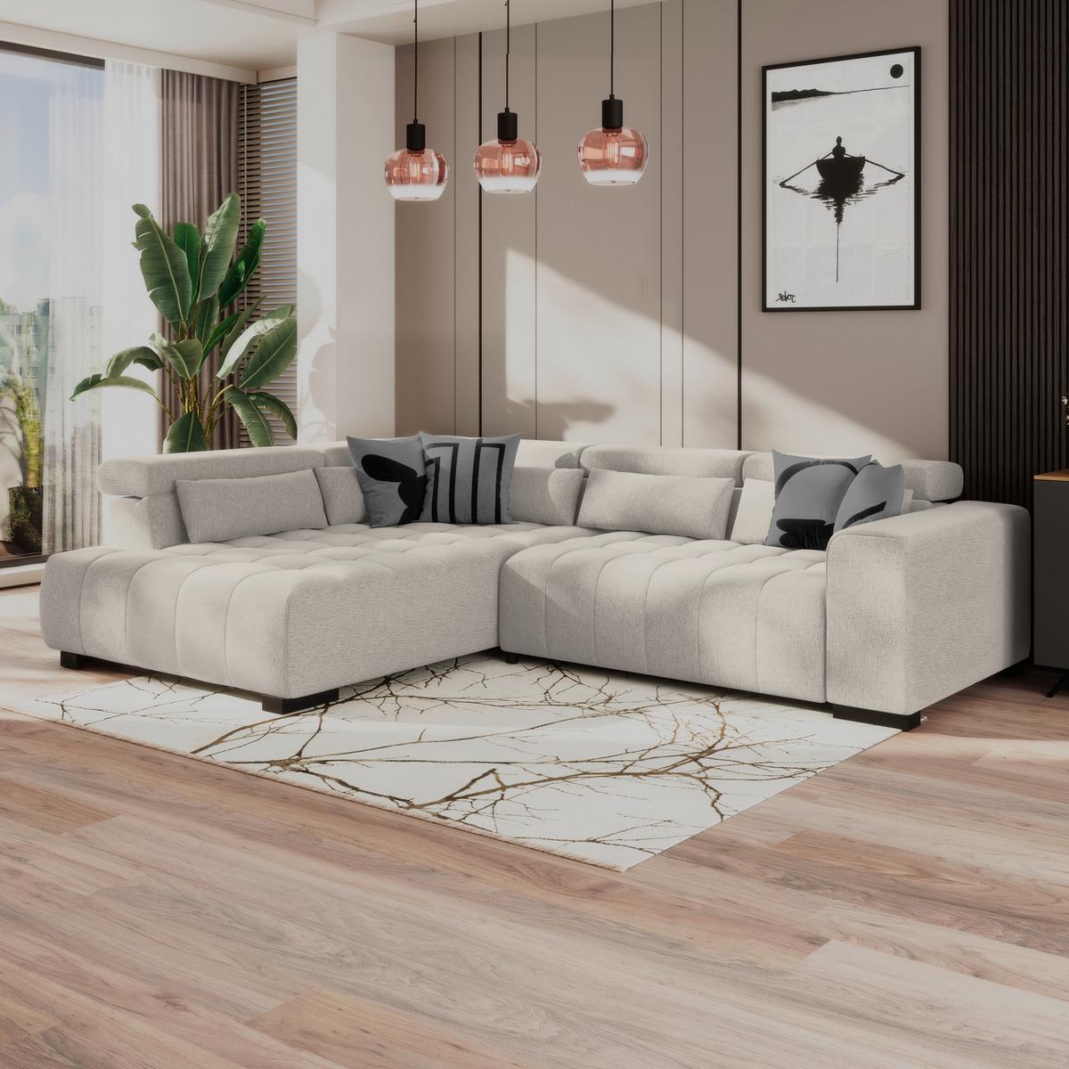 Kutna Garnitura Matera - bež/crna, Trend, tekstil/drvo (226/311cm)