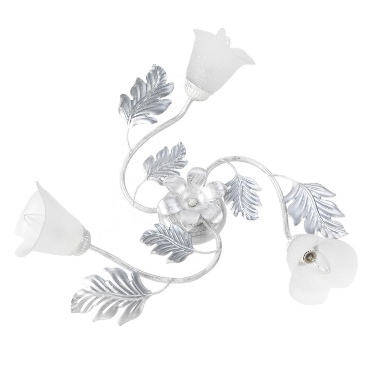 Deckenleuchte Marilena Weiß/Silber max. 6 Watt - Silberfarben/Weiß, KONVENTIONELL, Glas/Metall (60/20cm)