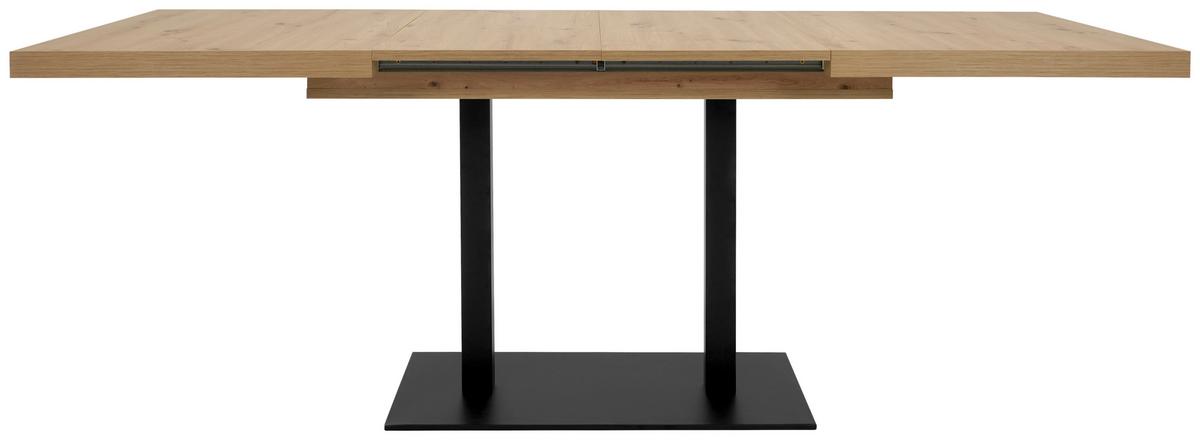 Raztegljiva Jedilna Miza Quadrato, 120-200x80cm - črna/hrast artisan, Konvencionalno, kovina/leseni material (120-200/80/74cm) - MID.YOU