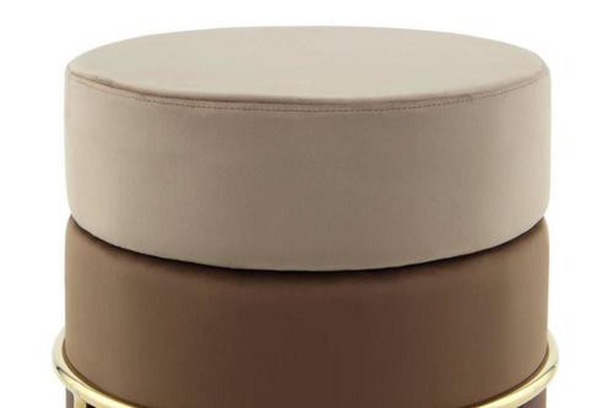 Hocker Creme/Braun ca. 48,5x46 cm - Goldfarben/Braun, Basics, Holzwerkstoff/Textil (48,5/46/48,5cm) - Kayoom