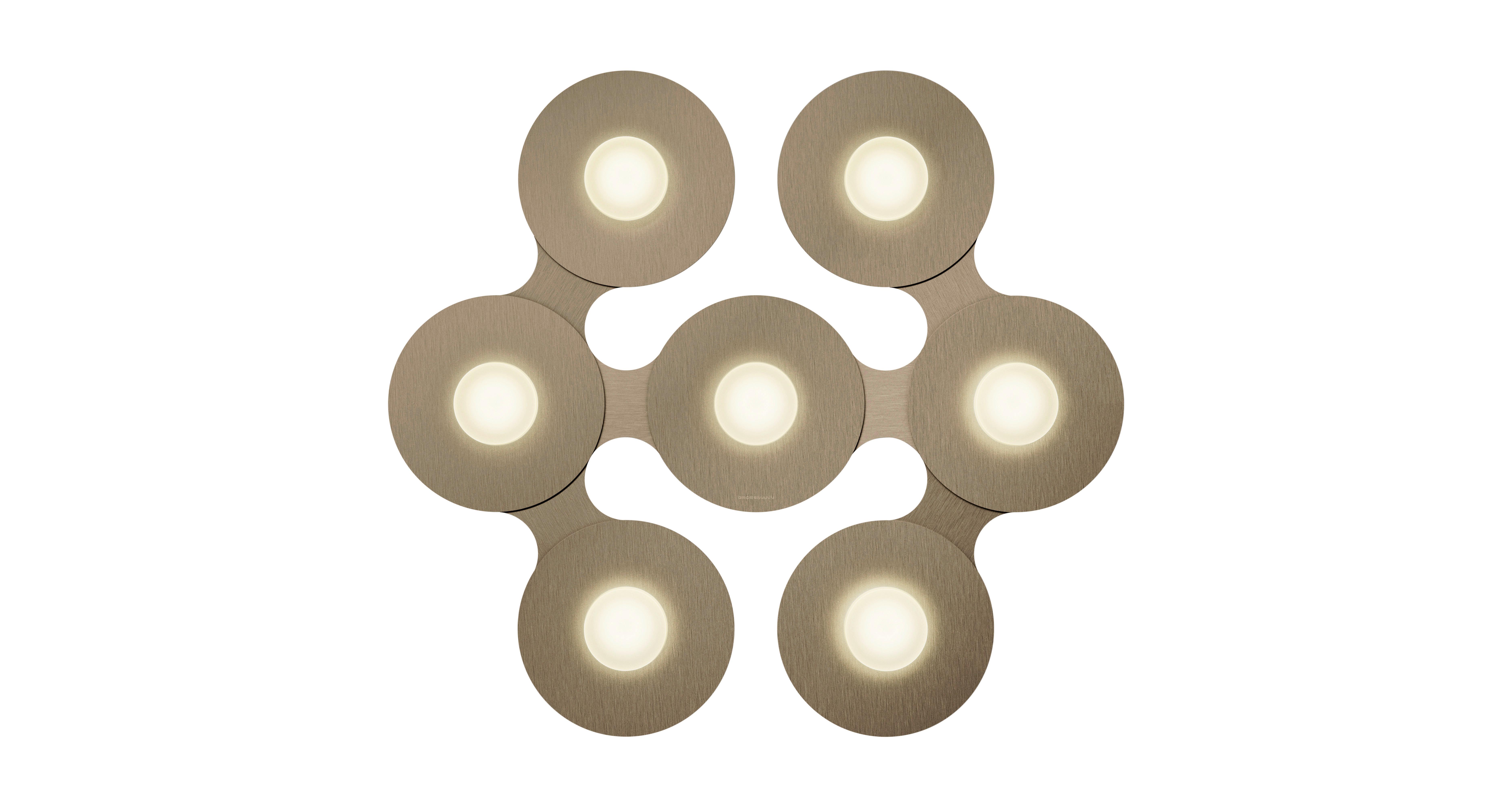 LAMPA SUFITOWA LED 77-830-090 LED DL DISC - kolor złoty/brązowy, Design, metal (57,7/52,2/6,6cm) - Grossmann