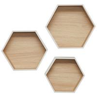 ZESTAW REGAŁÓW ŚCIENNYCH BEN - kolor dębowy/kaszmir, Basics, materiał drewnopochodny (30-37/26-32/9-12cm) - Xora