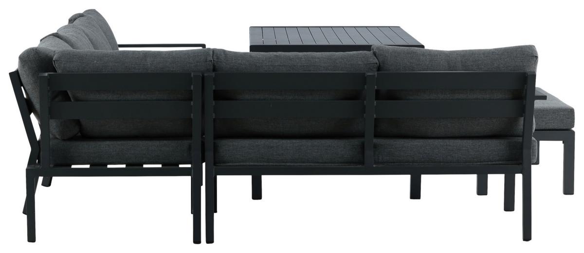 DINING-LOUNGESET RAMOS - Schwarz/Grau, KONVENTIONELL, Textil/Metall (294/210cm) - Gardenson