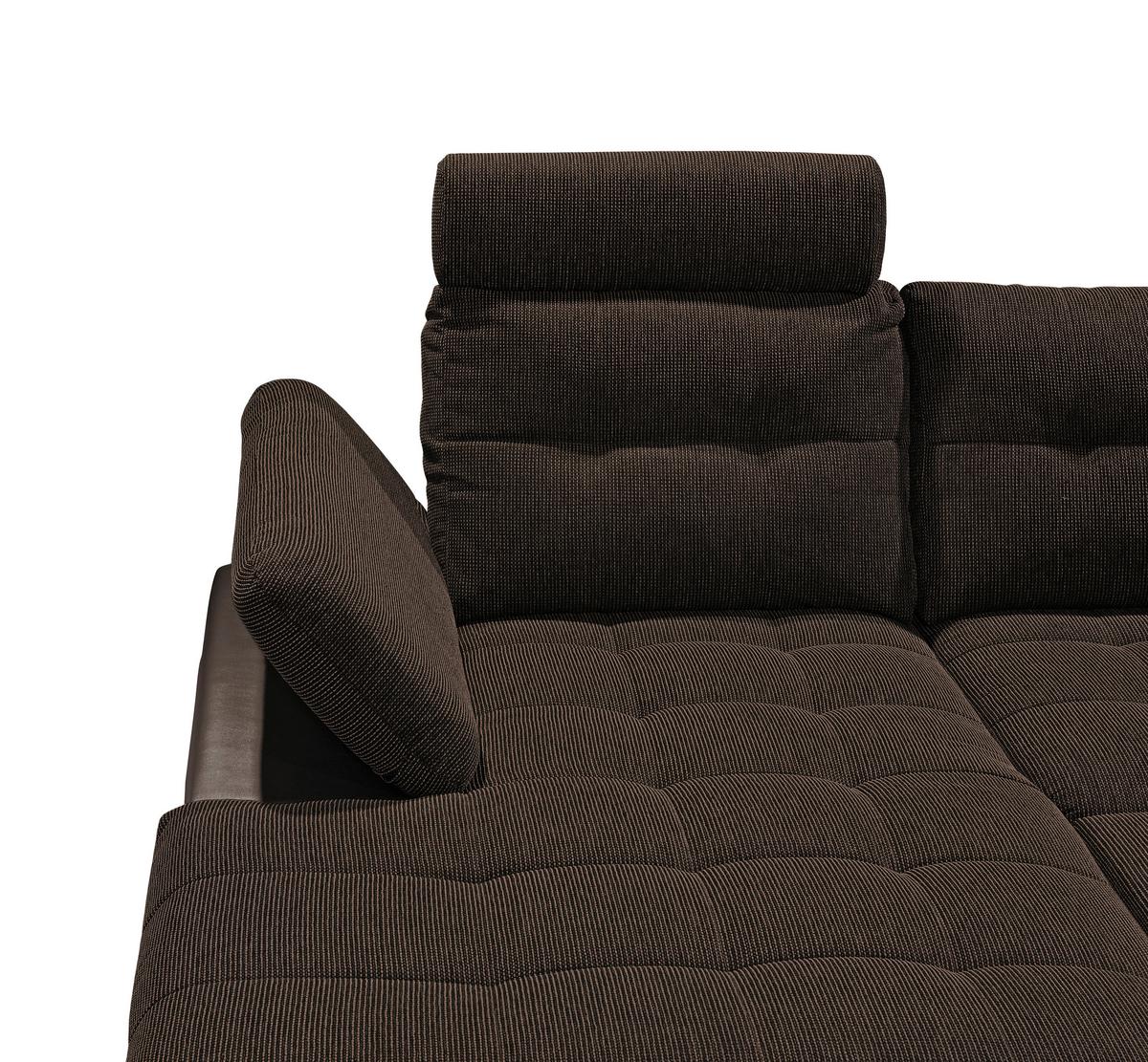 Wohnlandschaft Jakarta U inkl. Kissen Dunkelbraun - Dunkelbraun/Silberfarben, MODERN, Holzwerkstoff/Textil (170/324/218cm) - MID.YOU