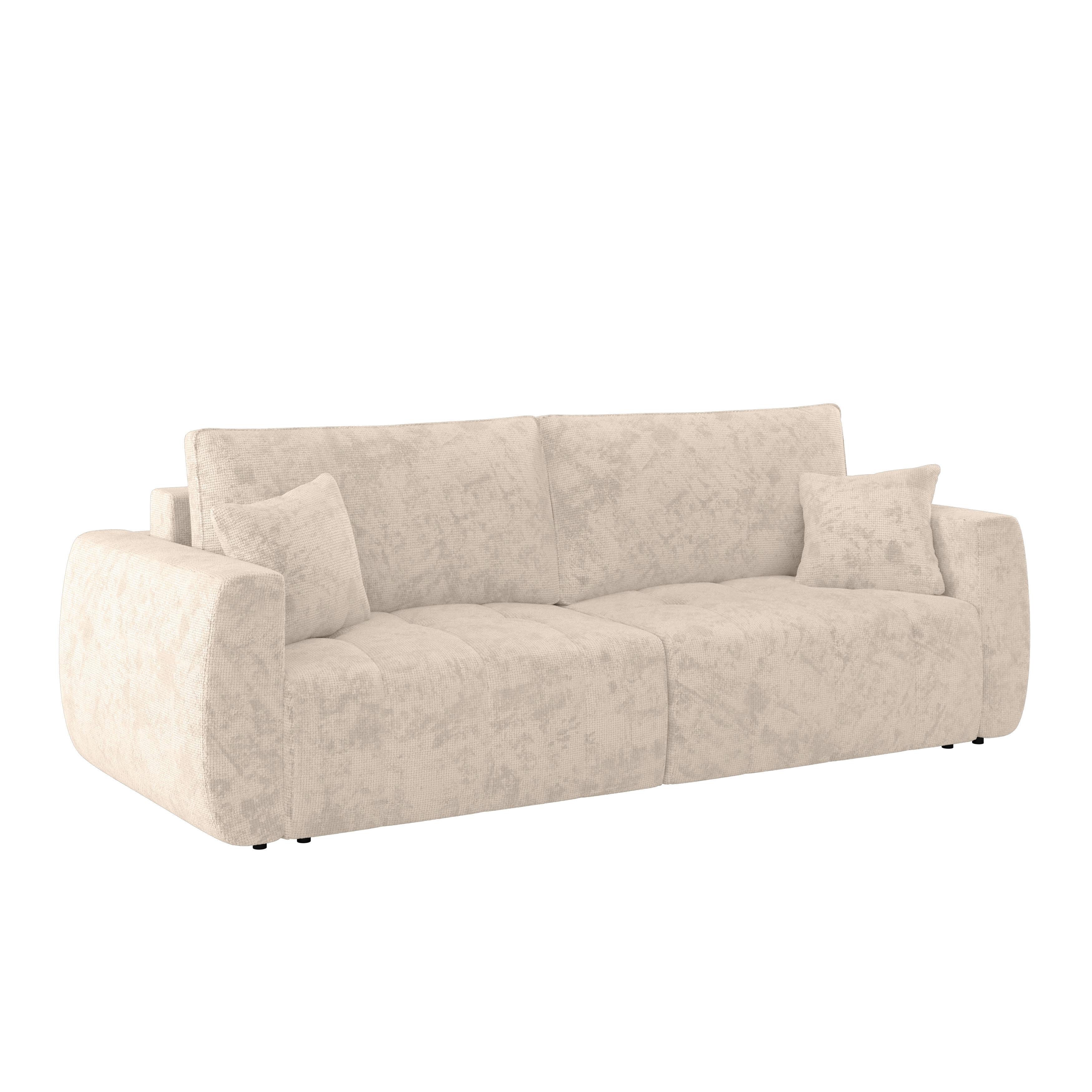 Canapea extensibila BALI - crem/gri, Modern, lemn/textil (245/74-90/104cm) - Luca Bessoni