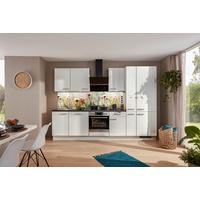 Küchenblock IP4050 o. Geräte Weiß Hochglanz - Edelstahlfarben/Weiß Hochglanz, MODERN, Holzwerkstoff/Metall (310cm) - Impuls
