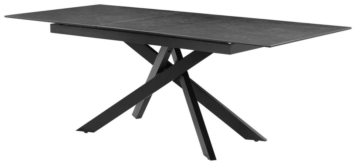 Raztegljiva Miza Lotus, Temno Siva, 168-210x90 - siva/črna, Moderno, kovina/steklo (168-210/90/76cm) - P & B