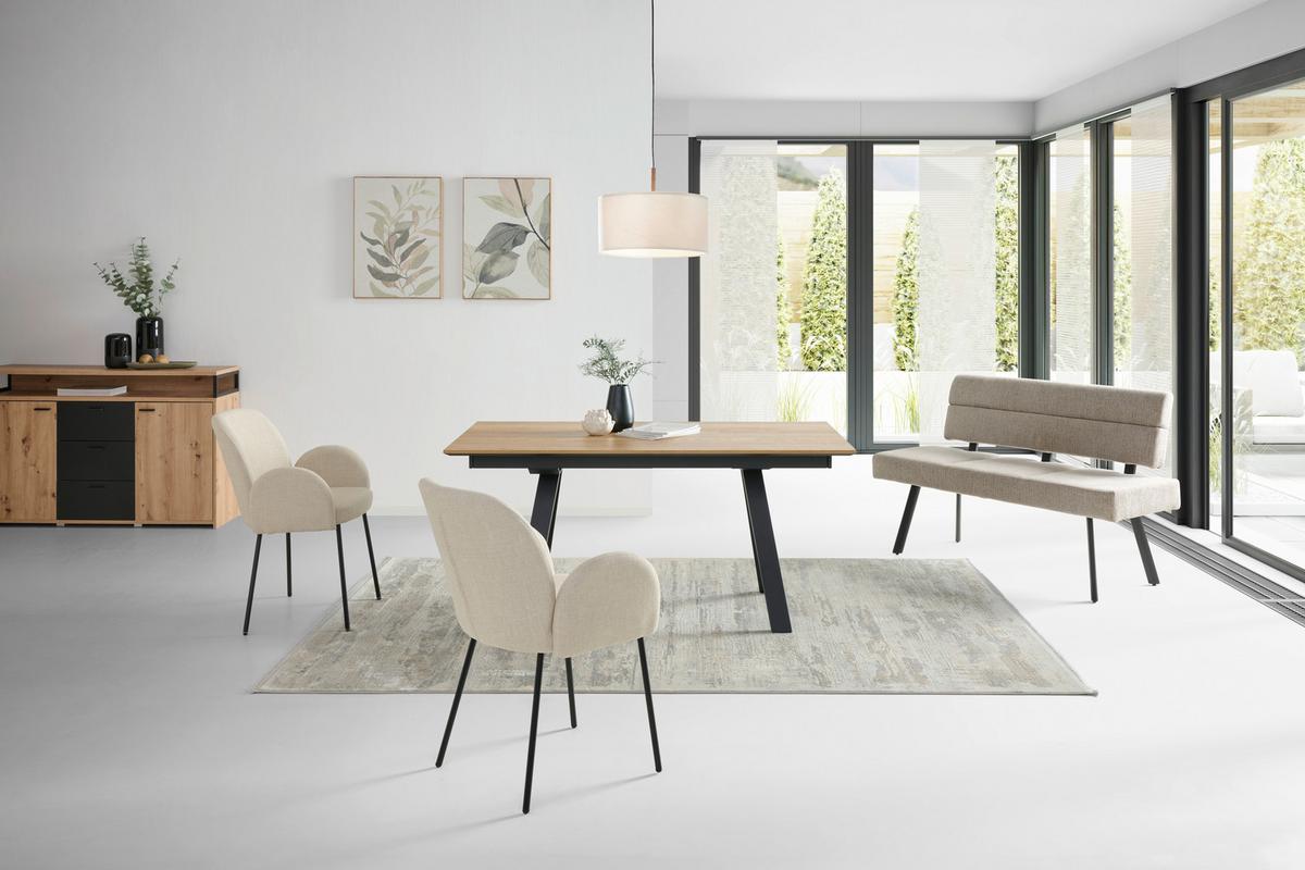 ŁAWKA PAROS - beżowy/czarny, Konventionell, metal/tkanina (140/88/62cm) - Livetastic