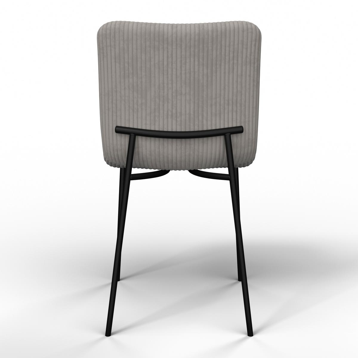 Stuhl Amy Hellgrau Cord Gepolstert - Hellgrau/Schwarz, MODERN, Holz/Textil (45/85/55cm) - Bessagi Home