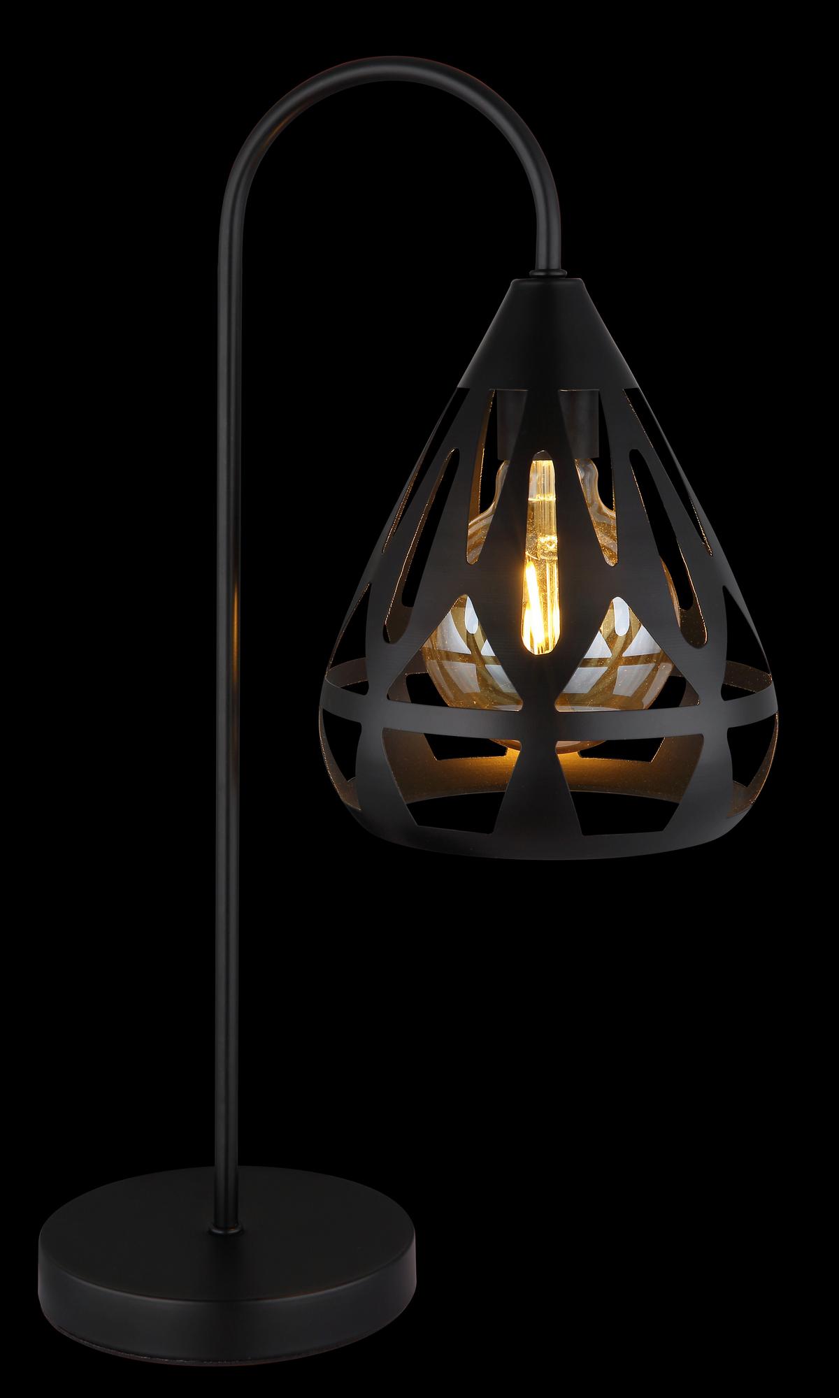 Tischleuchte Hassan Schwarz max. 40 Watt - Schwarz, Design, Kunststoff/Metall (28/17/48cm) - Globo