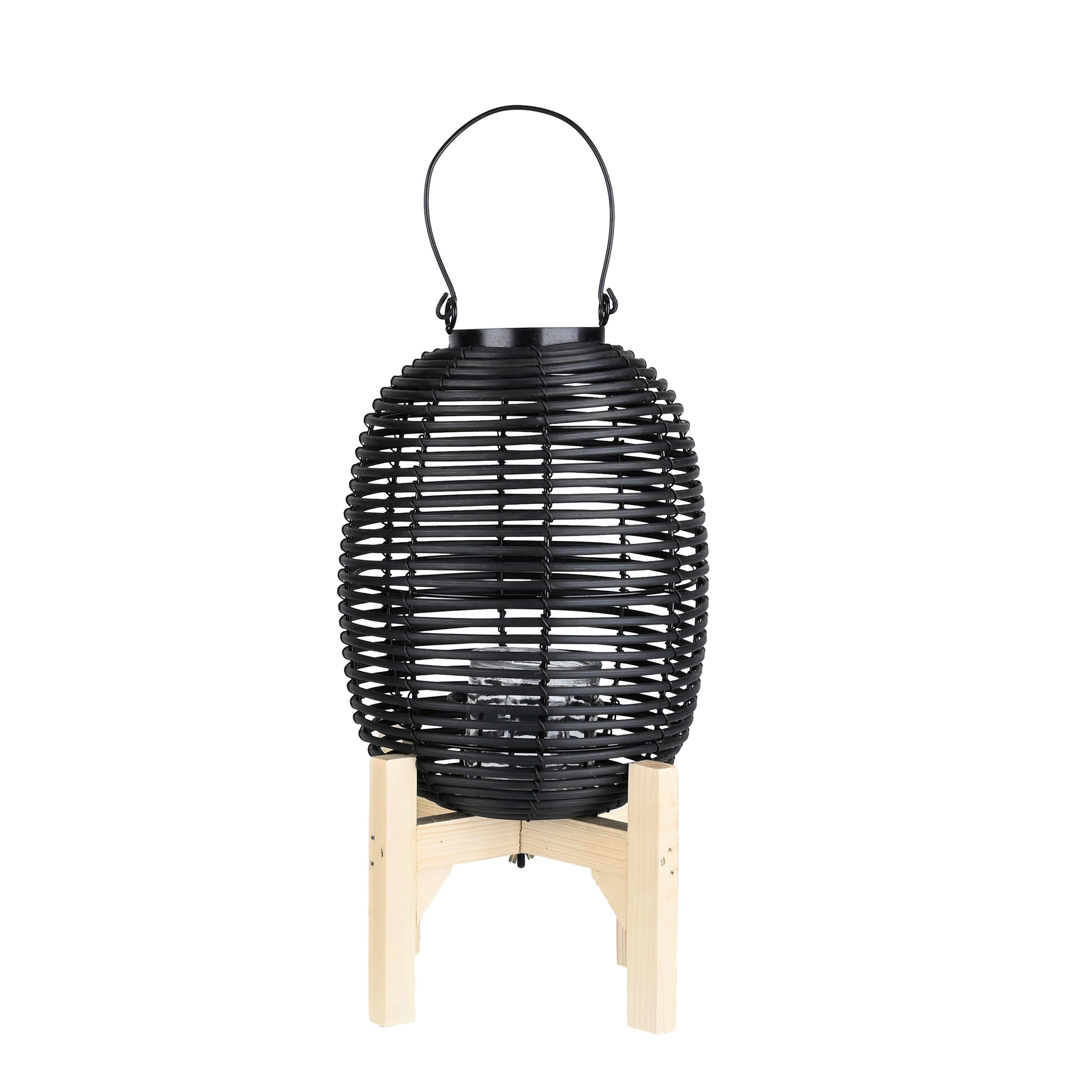 Lámpás Azije - fekete, Natur, műanyag/Üveg (20/28cm) - Zandiara