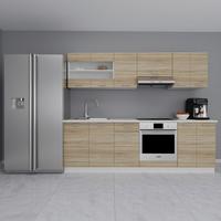 Kuhinjski Blok Brez Aparatov Esilo, Hrast, Bela - bela/barve aluminija, Konvencionalno, kovina/leseni material (240cm) - MID.YOU