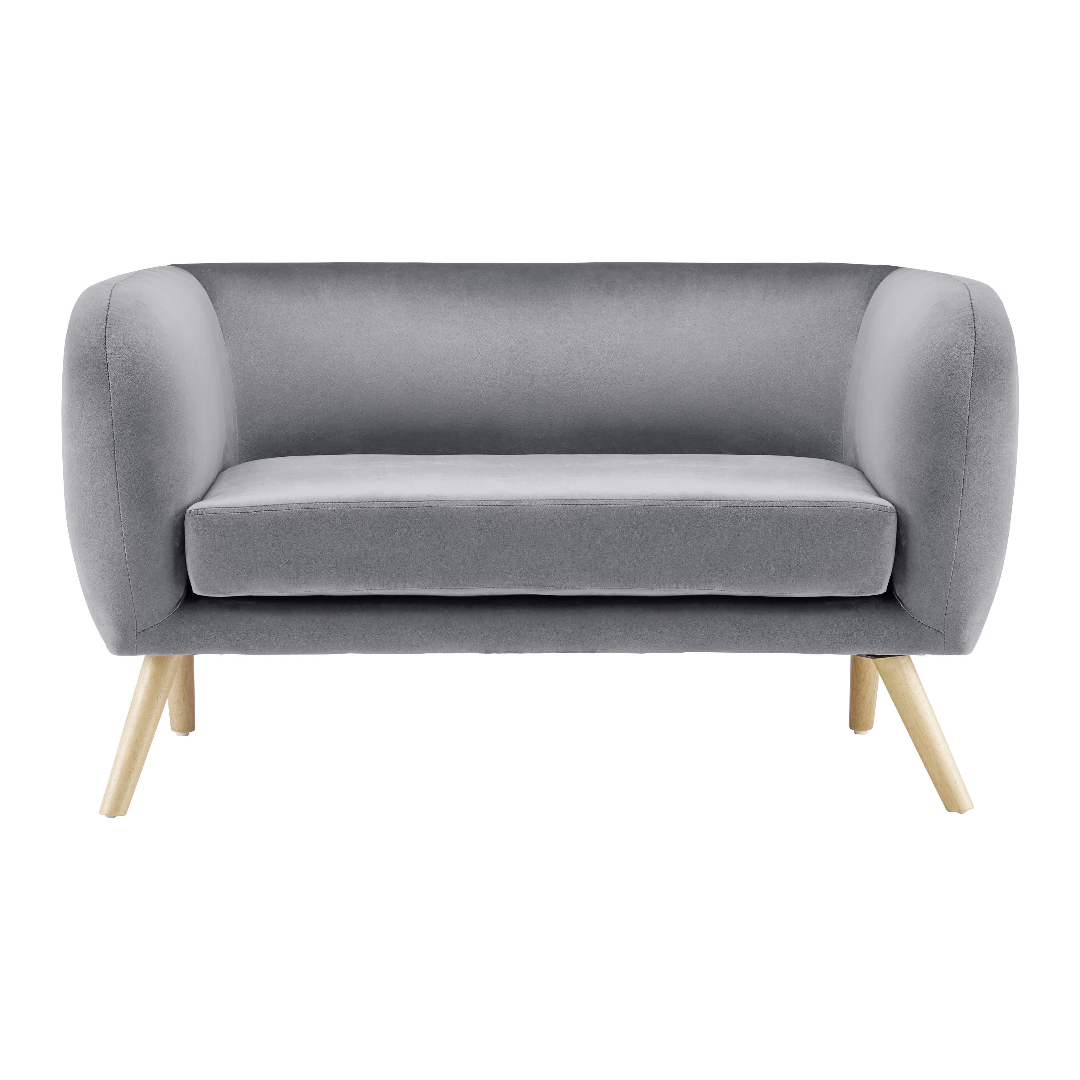 Sofa Bruno grau Samtbezug B: ca. 124 cm - Eichefarben/Grau, MODERN, Holz/Textil (124/68/71cm) - Bessagi Home