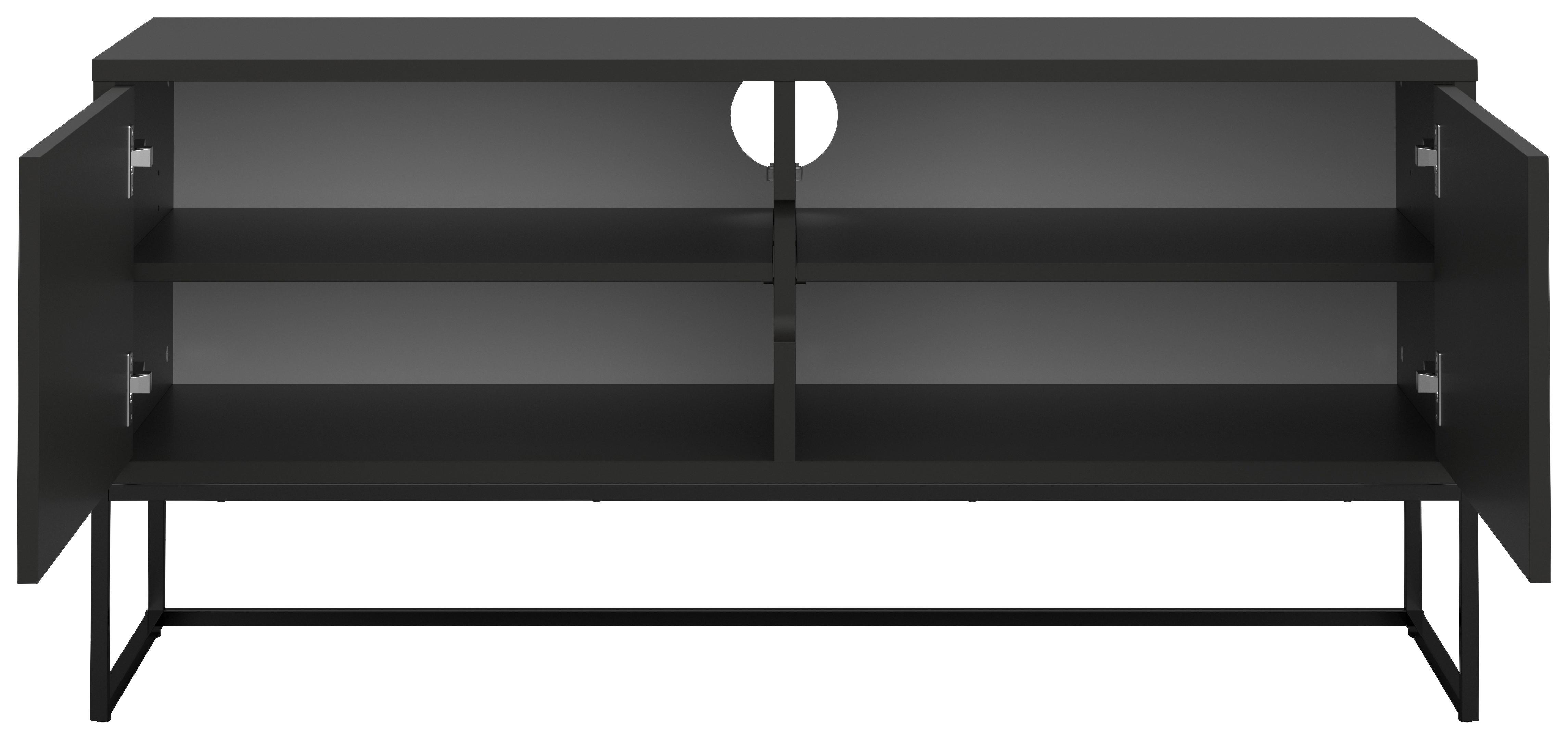 KOMODA NISKA LIPP - czarny, Design, materiał drewnopochodny/metal (118/57/43cm)