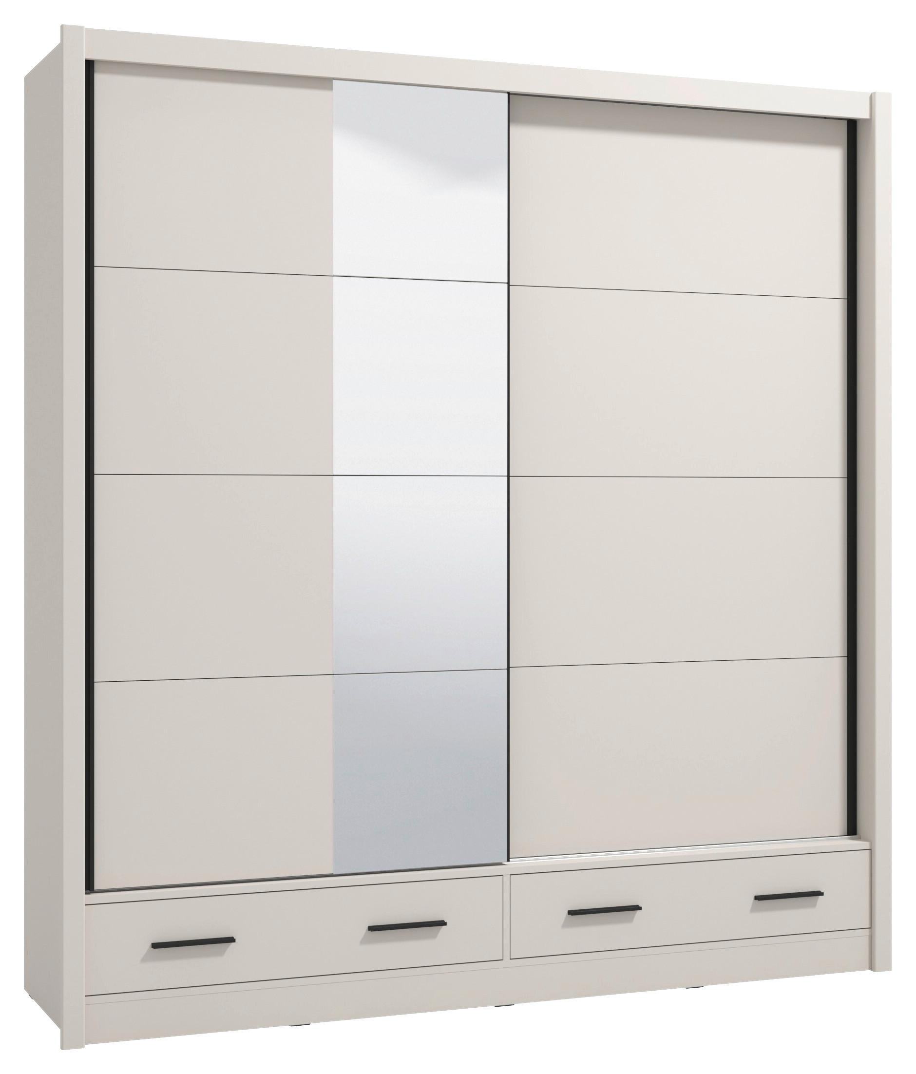 Schiebetürenschrank Albi Plus Kaschmirfarben - Kaschmir/Schwarz, KONVENTIONELL, Holzwerkstoff/Kunststoff (205/215,5/60cm) - Mömax