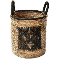 Kosár Yuna-L - natúr színű/fekete, Modern, textil/természetes anyagok (41/45-55cm) - Premium Living