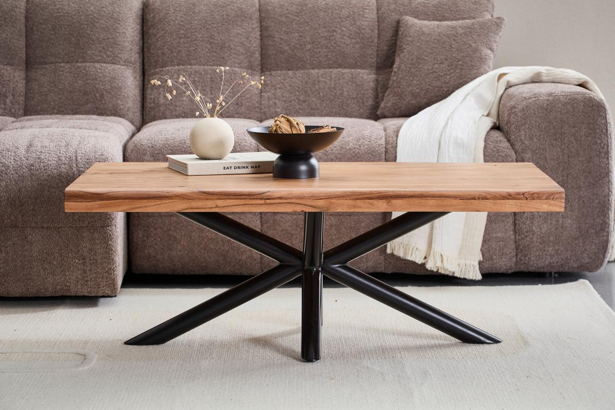 STOLIK KAWOWY MELNIK - kolor naturalny/czarny, Design, metal/drewno (120/70/45cm) - Livetastic