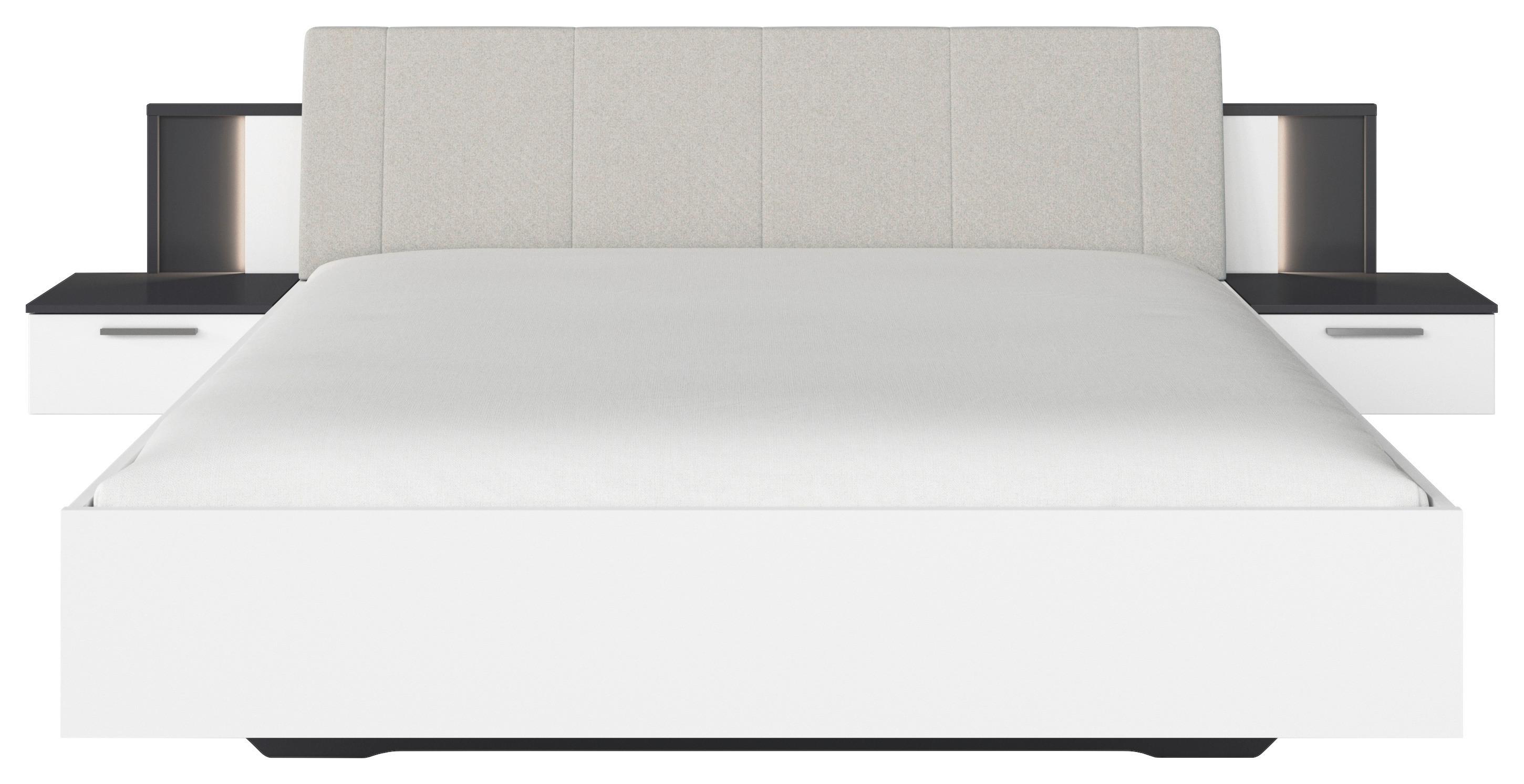 Posteljna Garnitura Caspio - siva/bela, Konvencionalno, tekstil/leseni material (180/200cm) - Premium Living